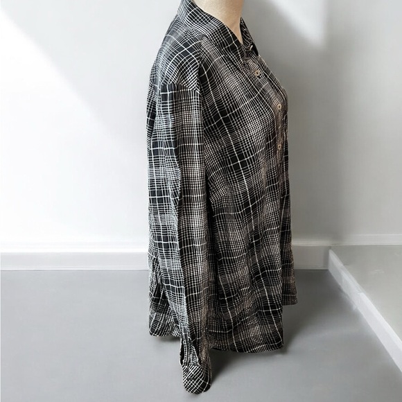 Foxcroft Black and White Plaid Button Down Shirt - Picture 2 of 5